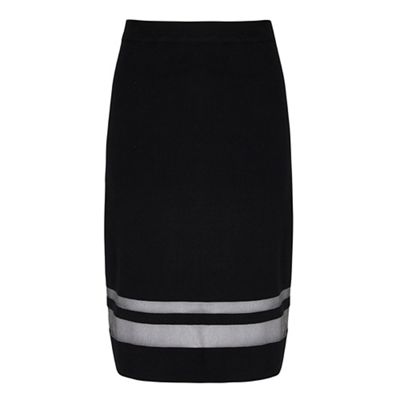 Yumi Black sheer stripe pencil skirt